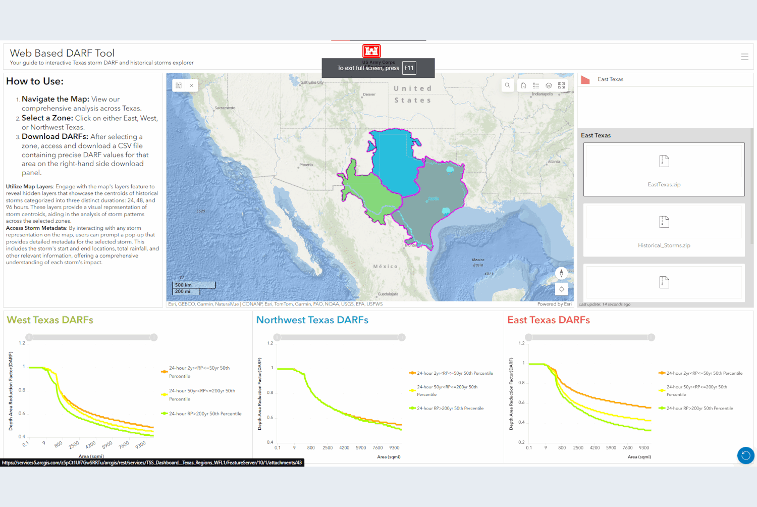 Screenshot of the Flood Risk Management website the "Web Based DARF Tool"